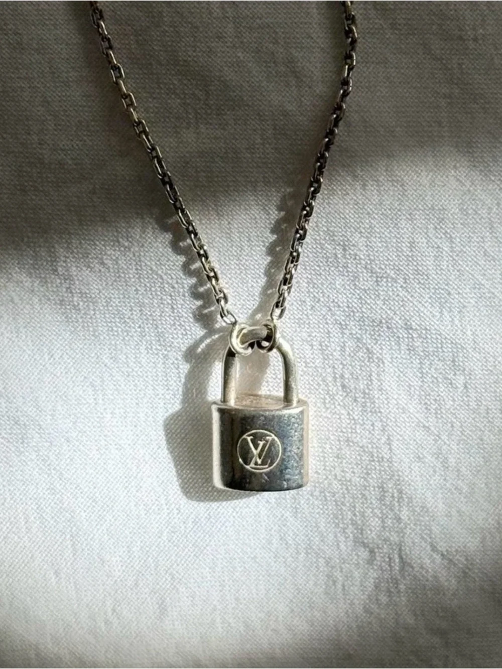 Louis Vuitton Sterling Silver Lockit Pendant Necklace Authentic